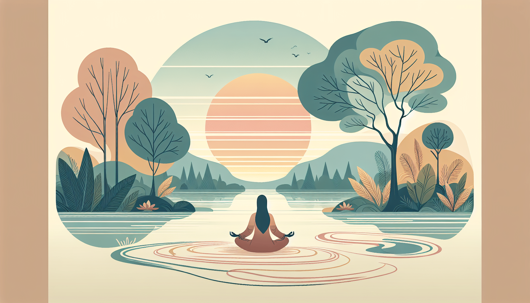 Person meditating peacefully in a serene nature setting.