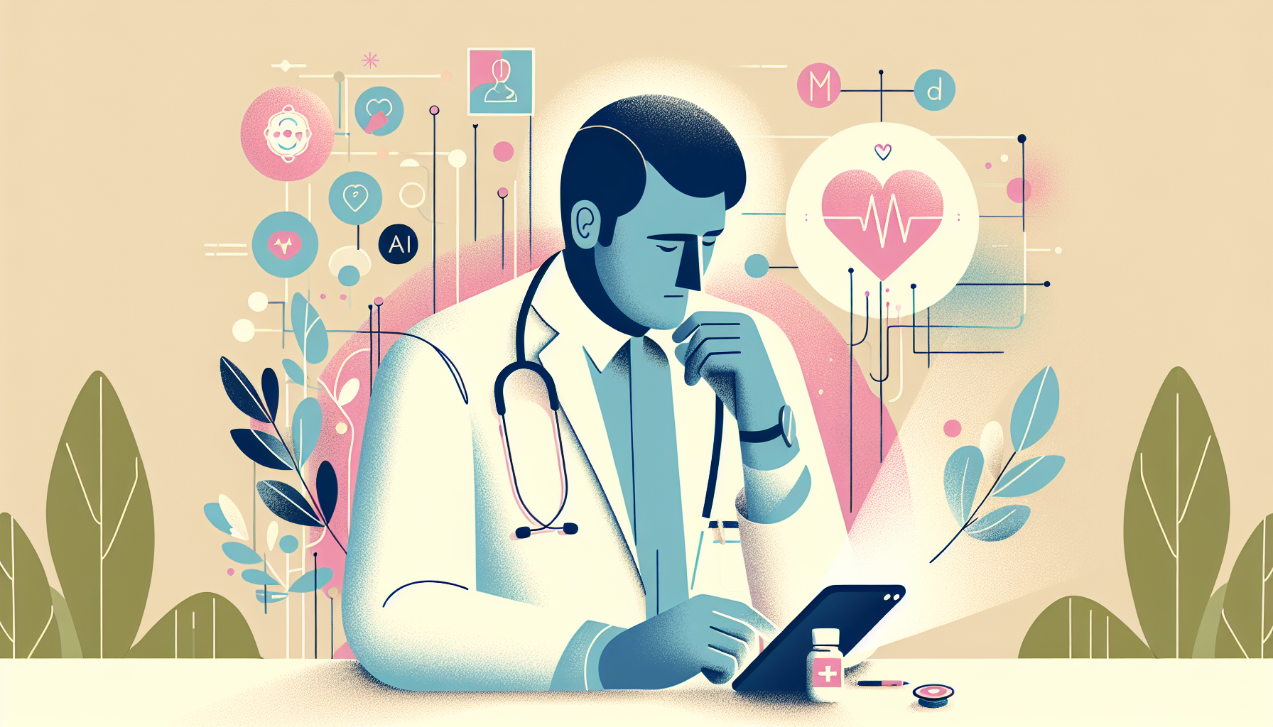 "Illustration of compassionate AI-driven patient care."