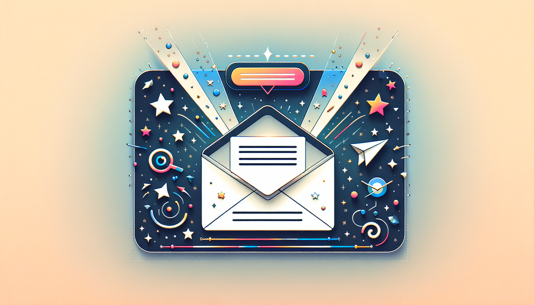 Email marketing campaign illustration with envelope and confetti.