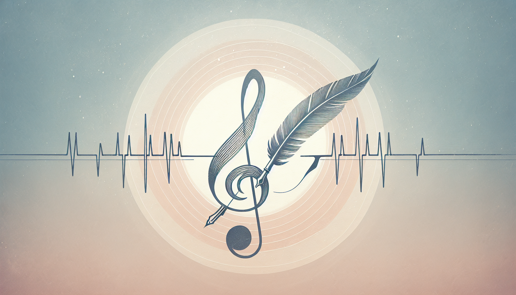 Musical note and quill symbolize creative songwriting.