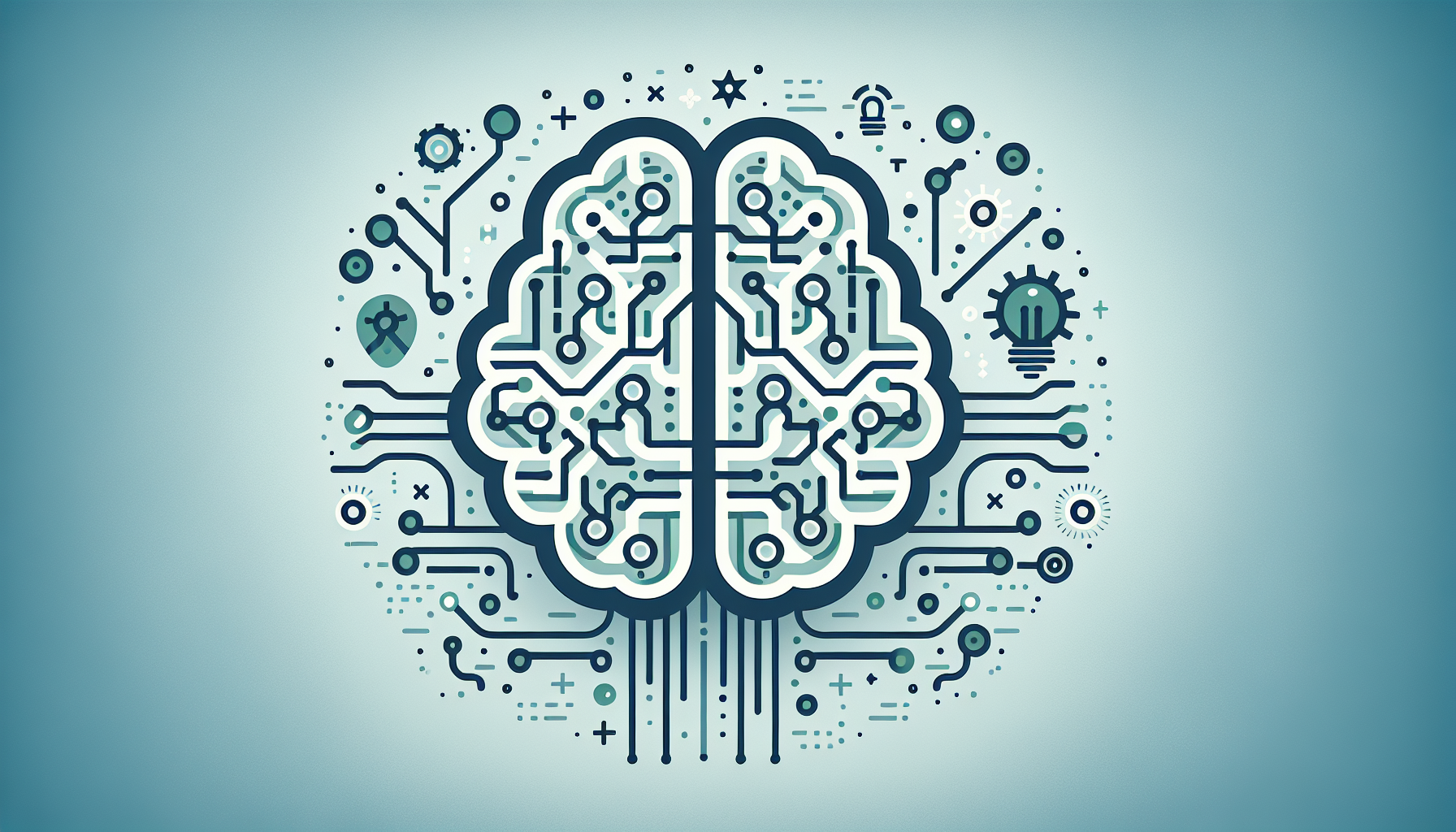 Brain and circuits symbolize machine learning synergy.