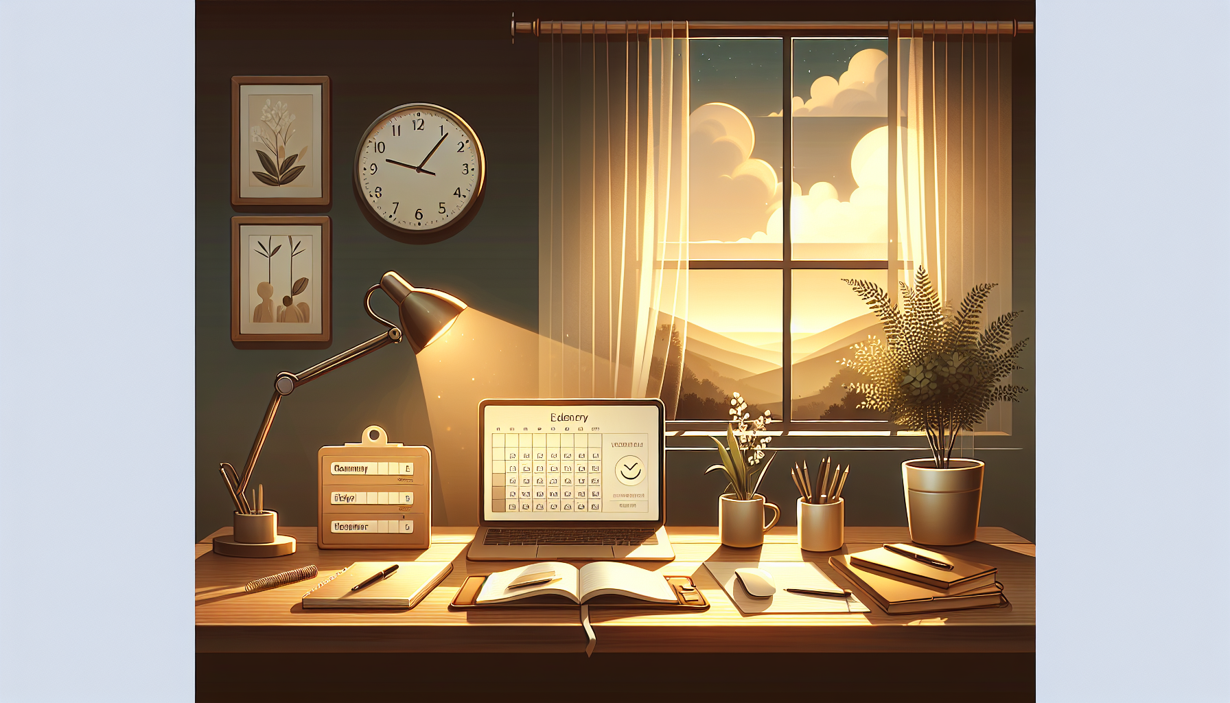 Serene workspace symbolizing effective time management.