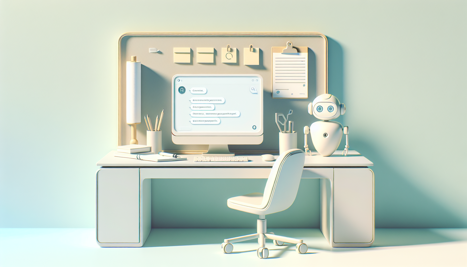 Minimalist workspace illustrating AI communication.