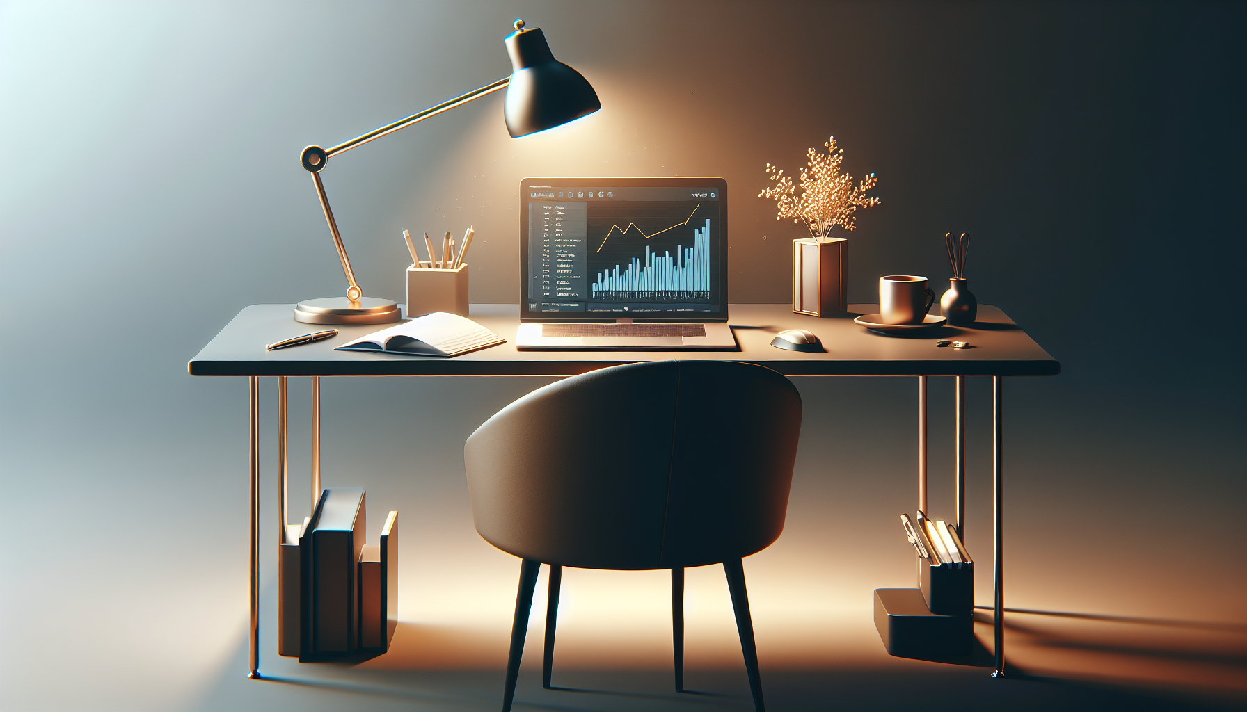 Elegant workspace showcasing financial analysis tools.