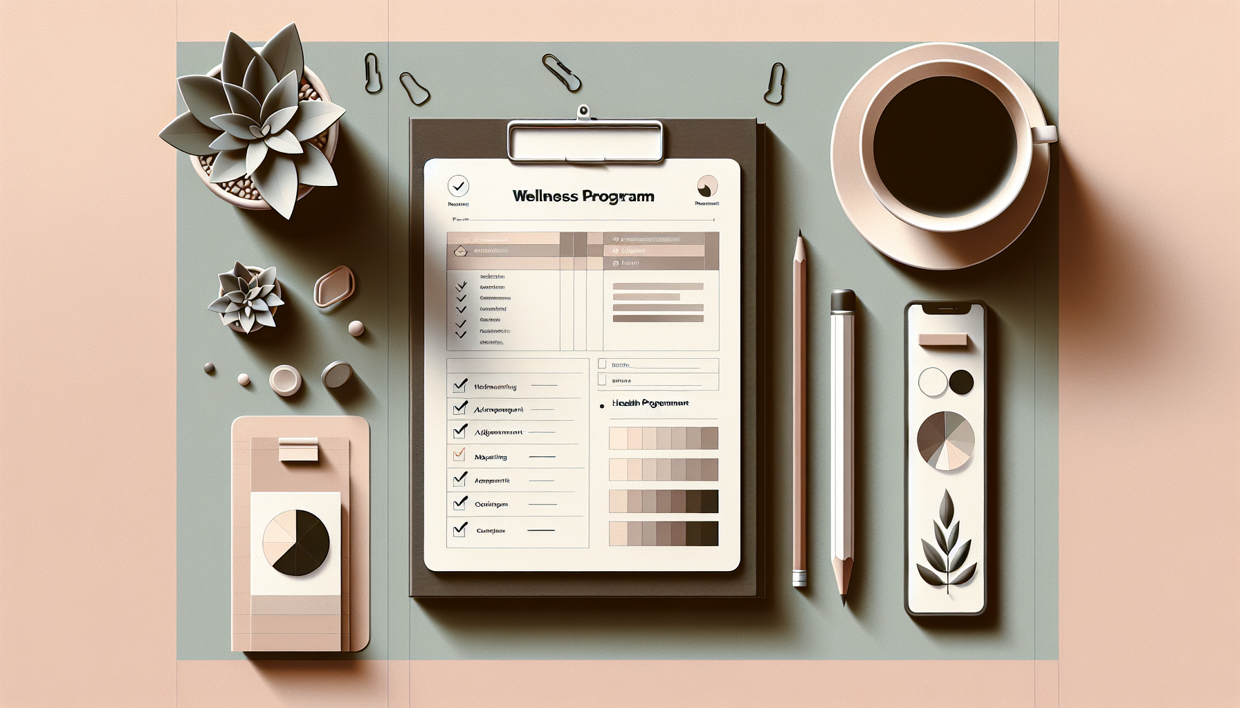 Illustration of wellness report and engagement tools.