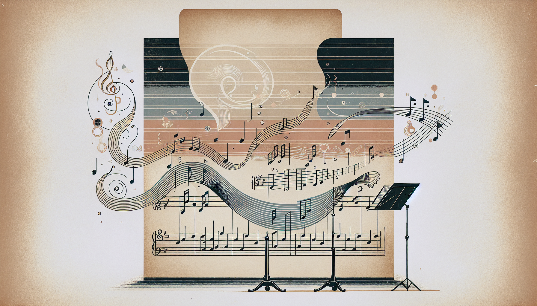 Elegant music theory illustration with vintage score.