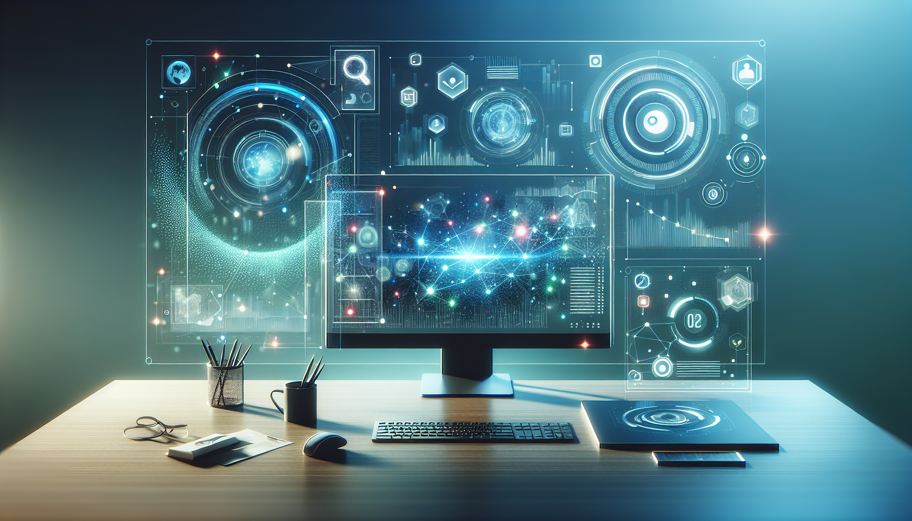 Modern workstation visualizing digital trend data.