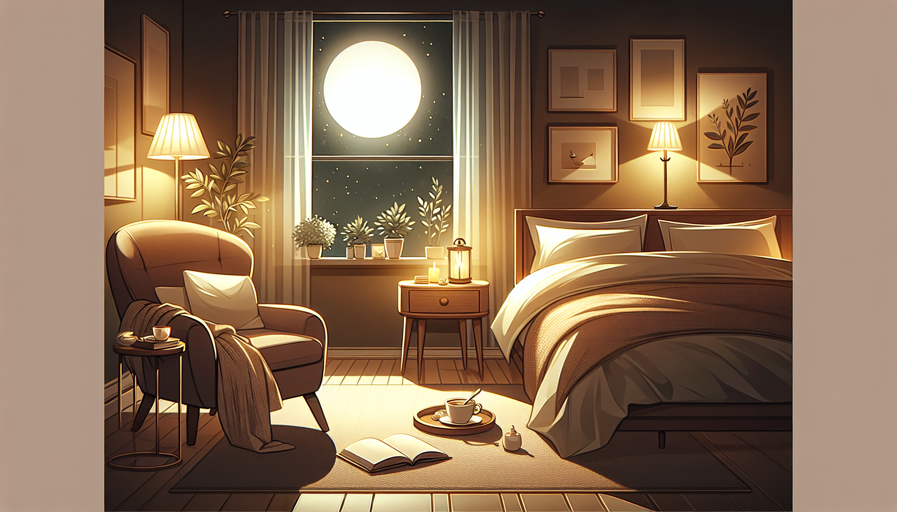 Cozy bedroom scene for a calming bedtime routine.