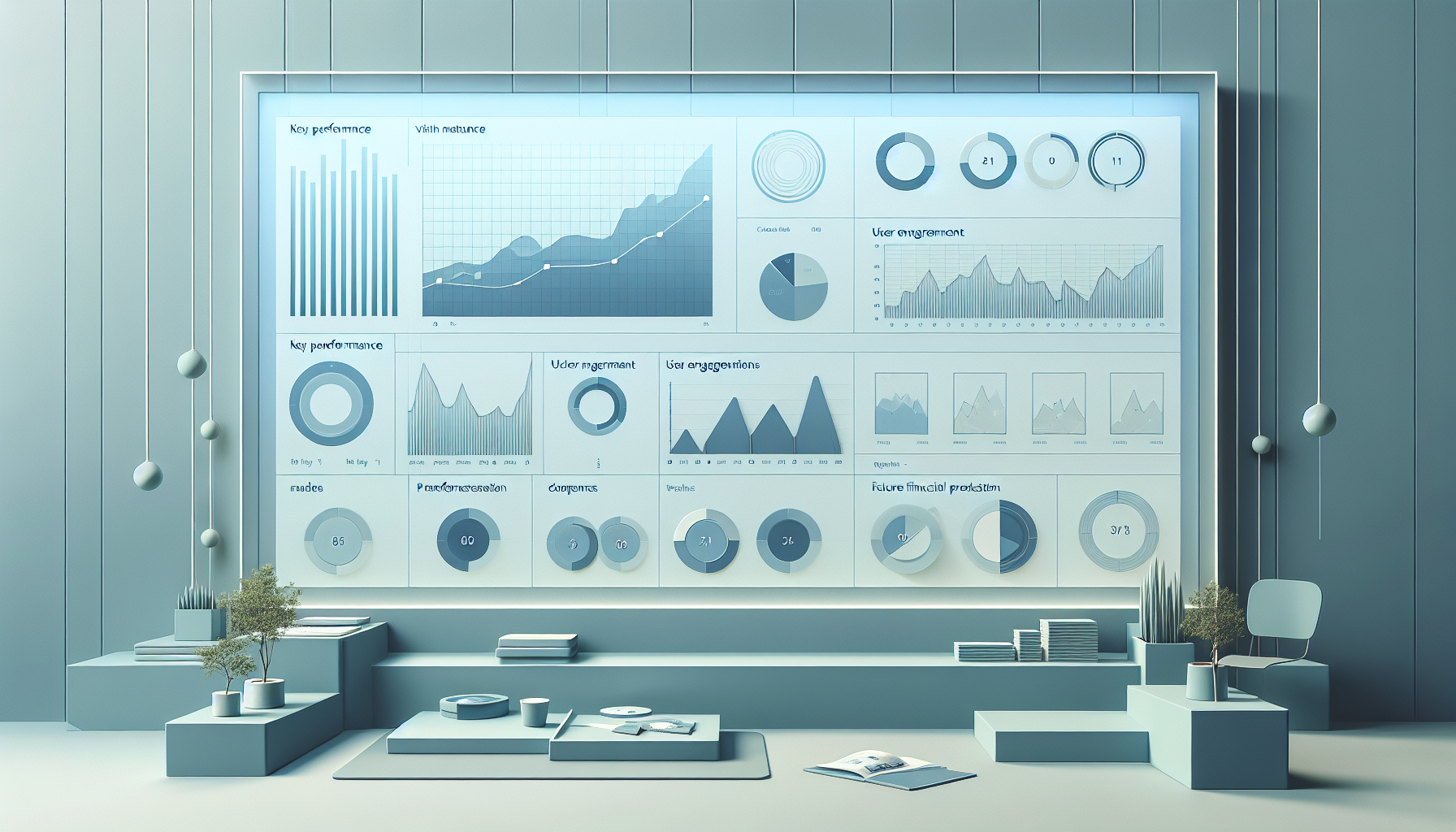 Minimalist dashboard with graphs in soft colors.