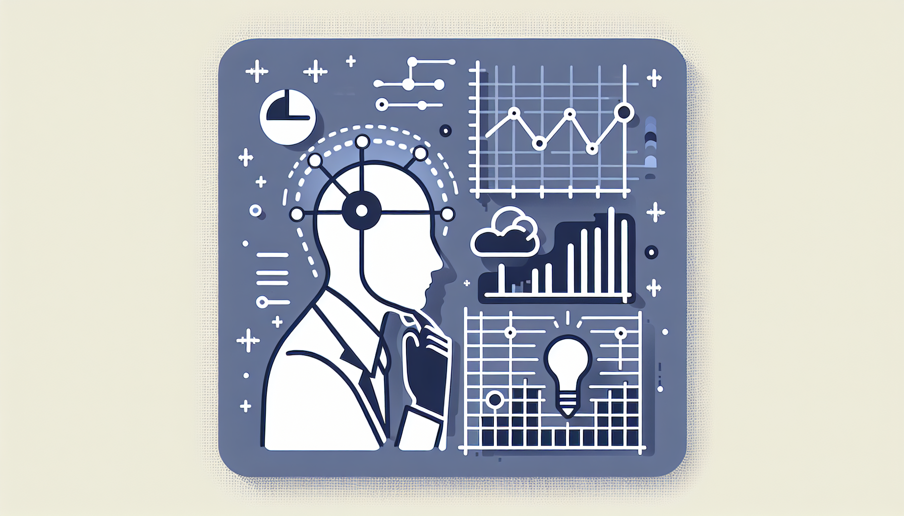 Person pondering data chart with AI insights.