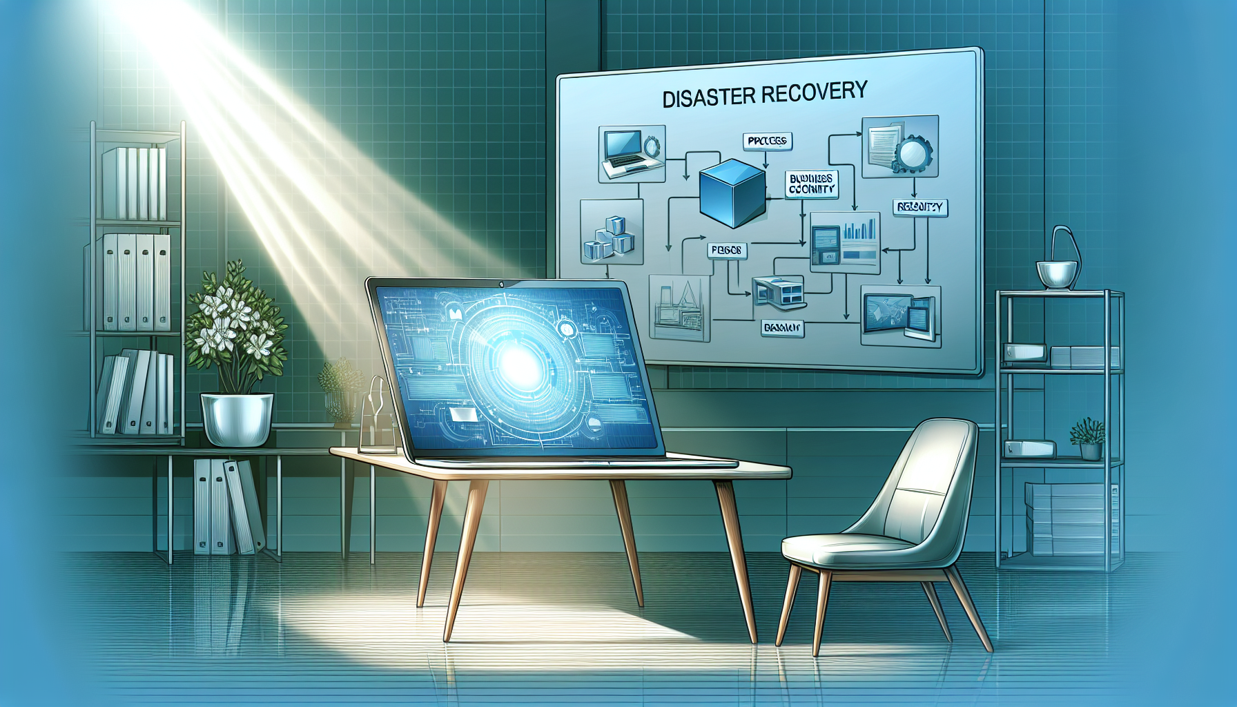 Serene office showcasing digital disaster recovery plan.