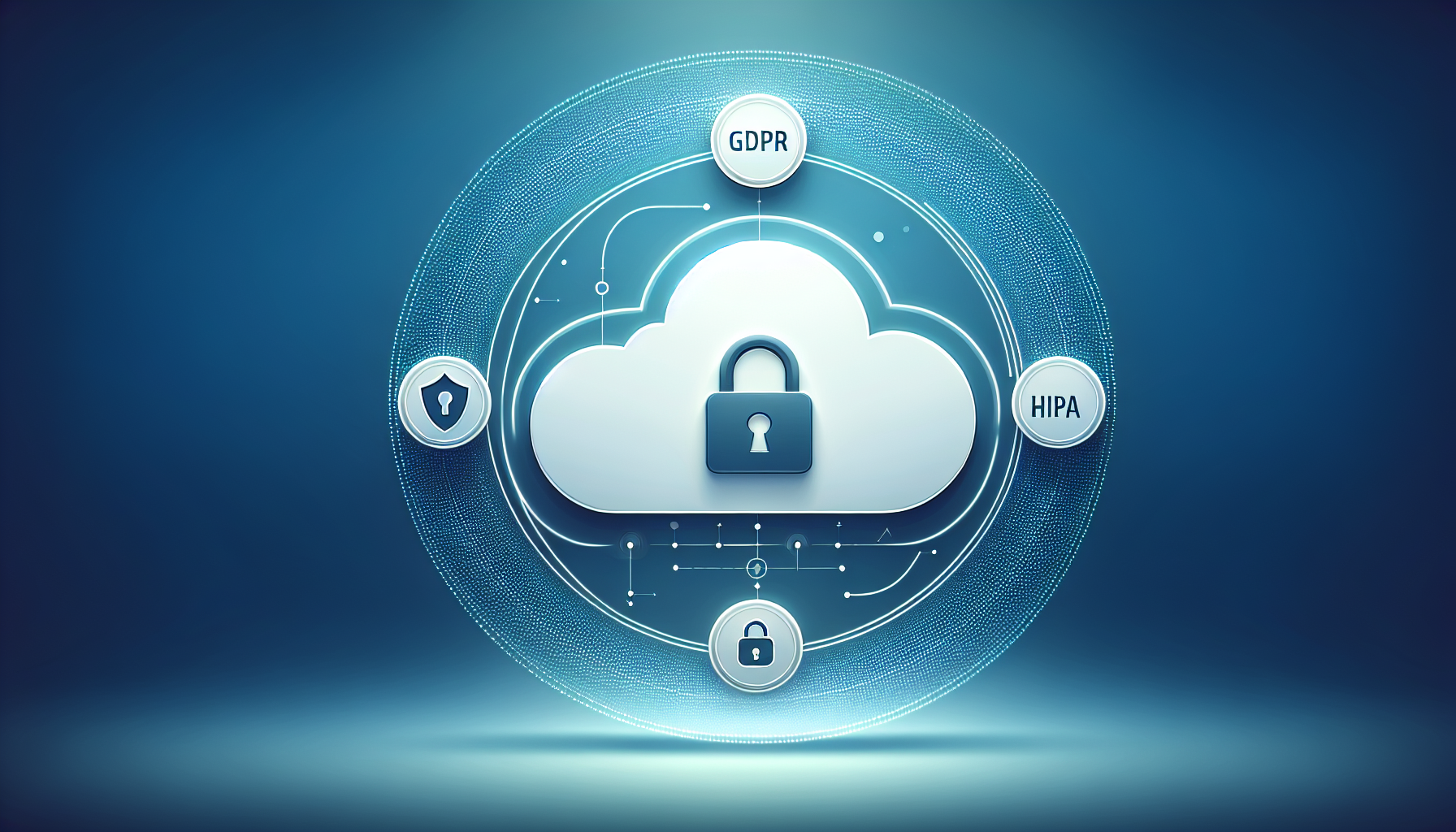 Cloud and lock symbolizing data security compliance.