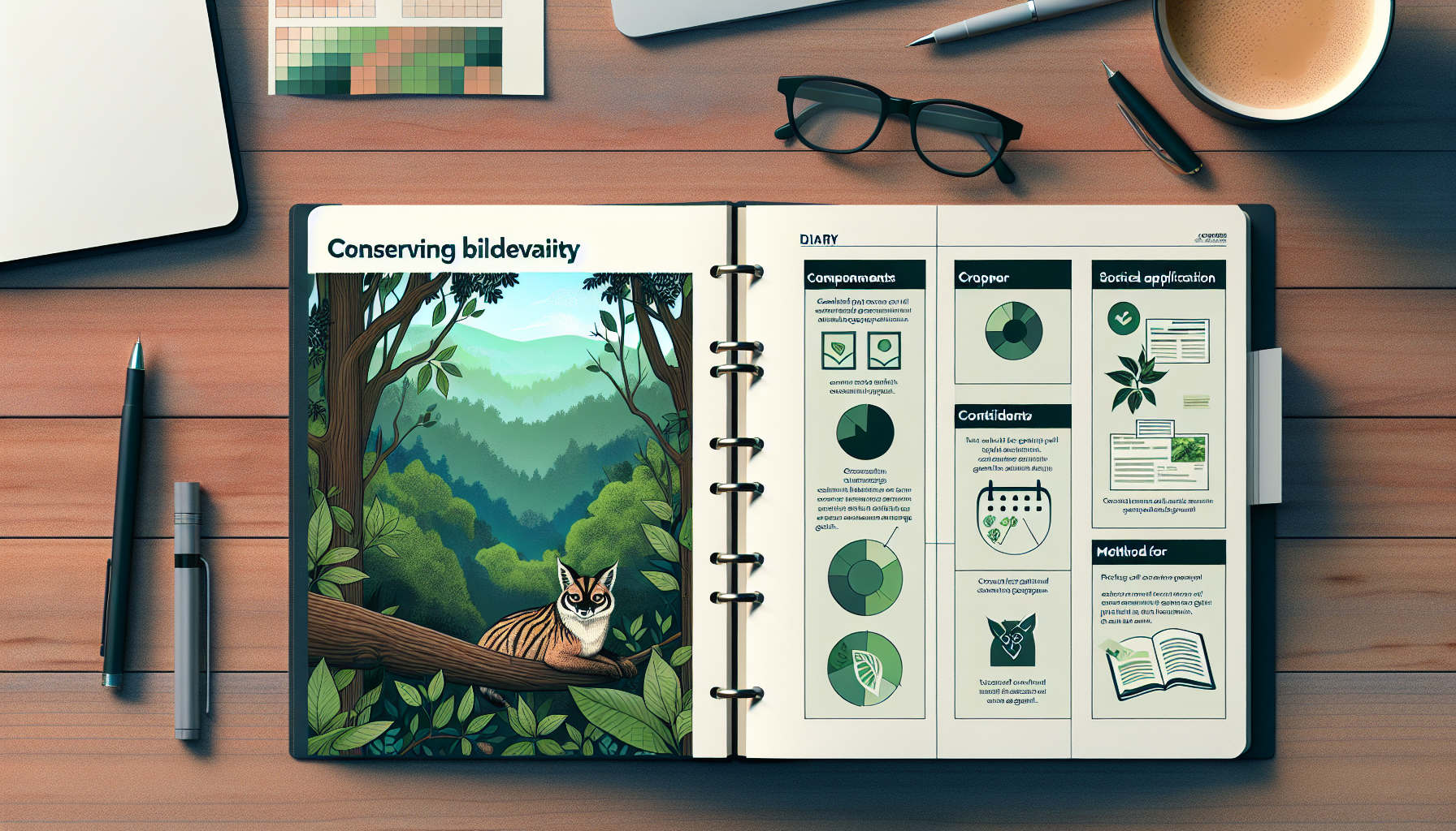 "Notebook symbolizes biodiversity conservation efforts."