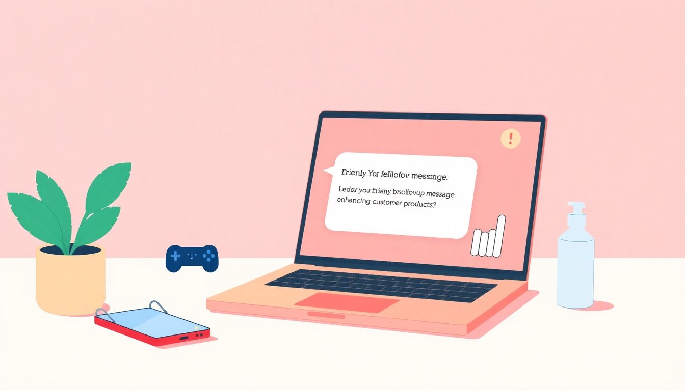 "Minimalist illustration of customer engagement via follow-ups."