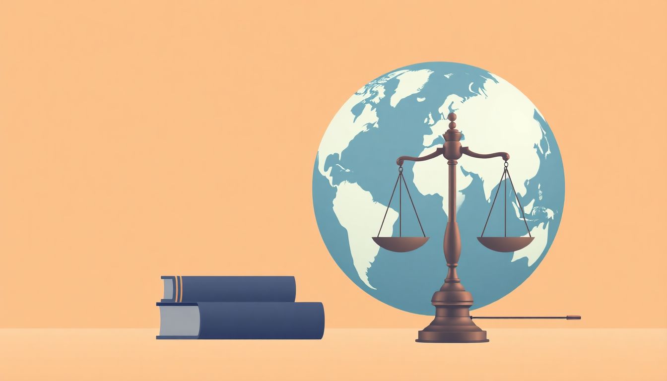 "Global law and technology integration illustration."