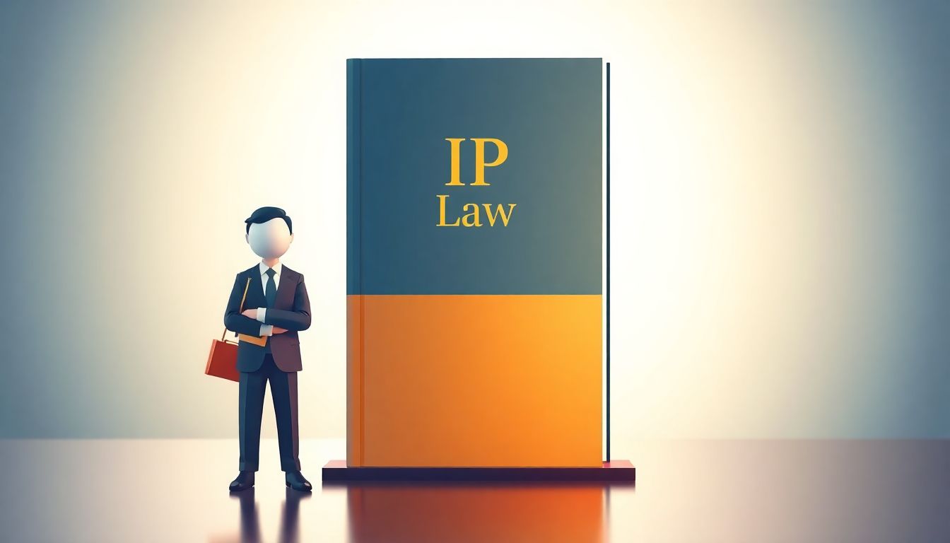 Lawyer symbolizes intellectual property rights enforcement.