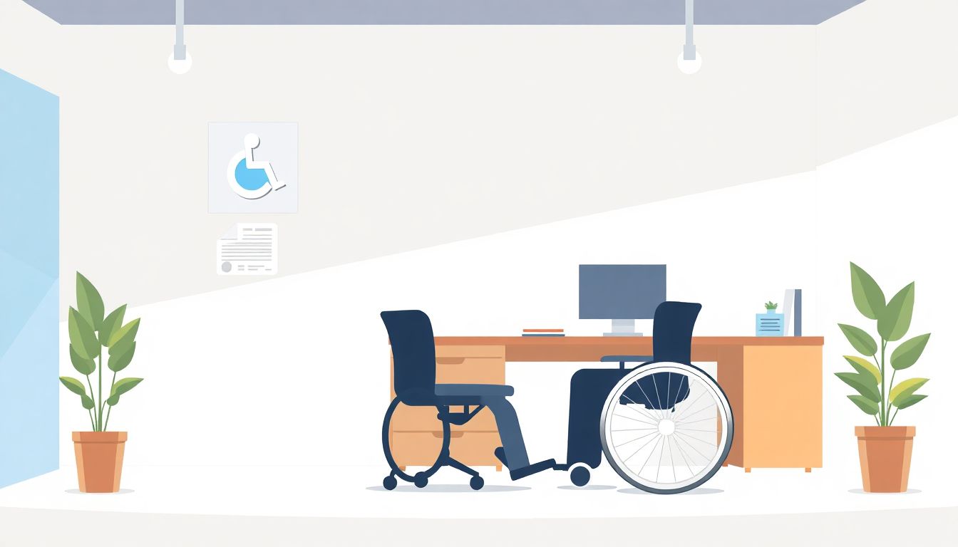 Accessible and inclusive office workspace illustration.