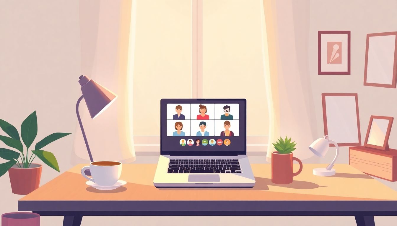 Cozy virtual workspace symbolizing teamwork and positivity.