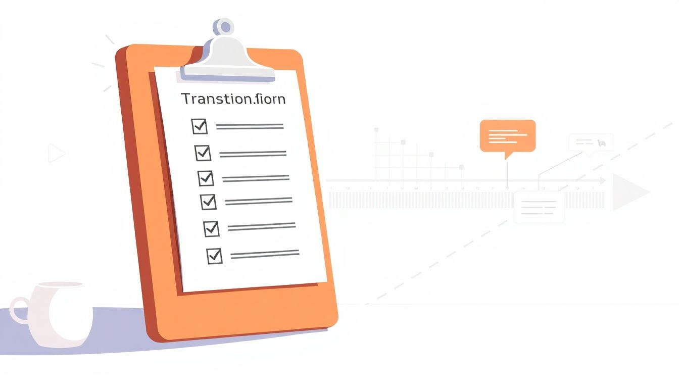 Checklist and timeline for merger transition planning.