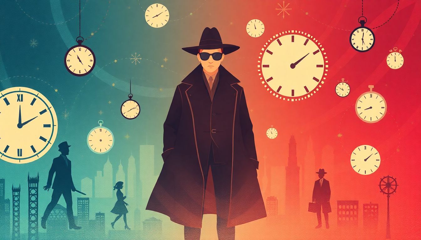 Time-traveling detective amidst vibrant genre elements.