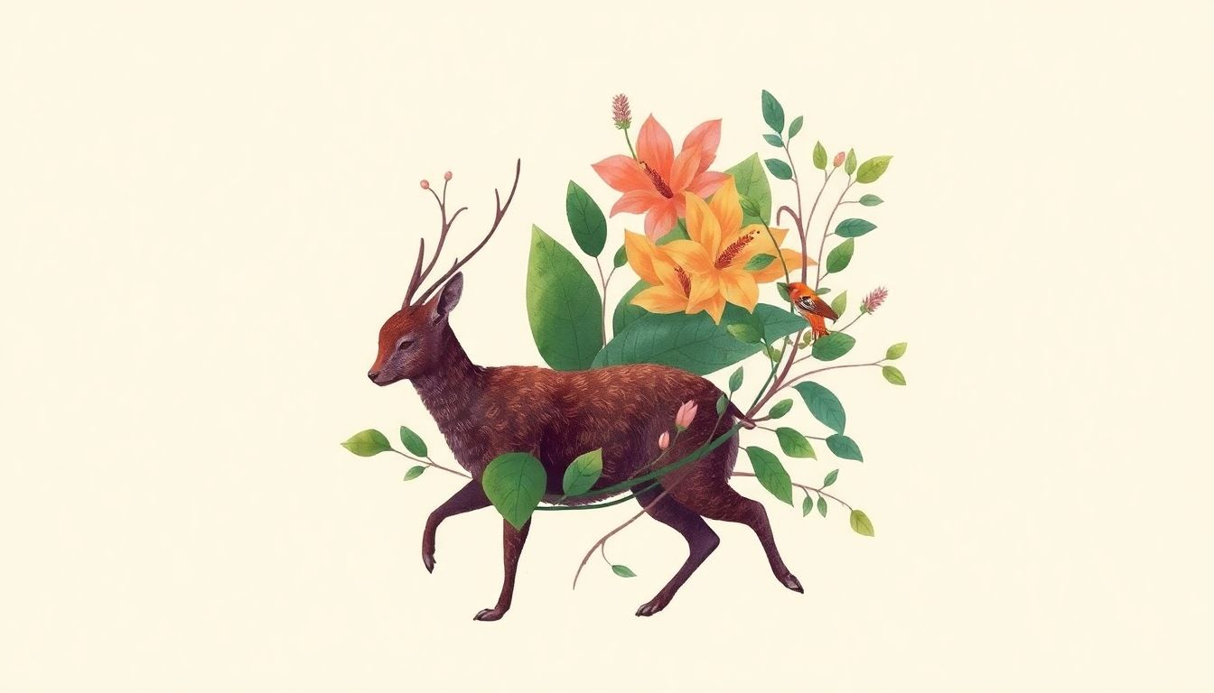 "Native plant and animal in harmonious coexistence."