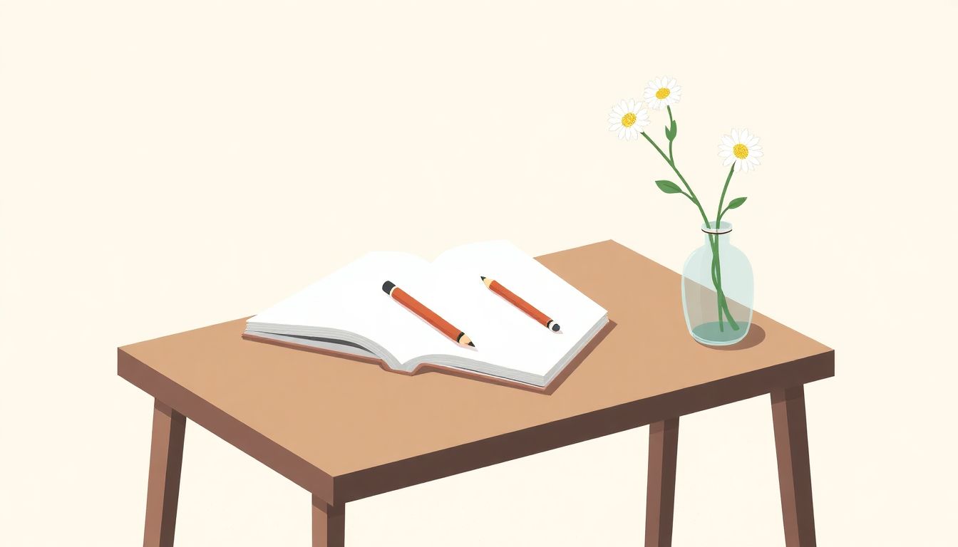 "Minimalist artist's desk symbolizing creative introspection."