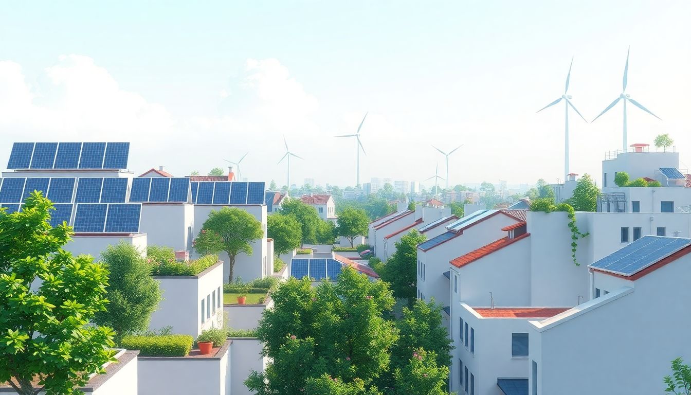 Modern cityscape blending energy and nature.
