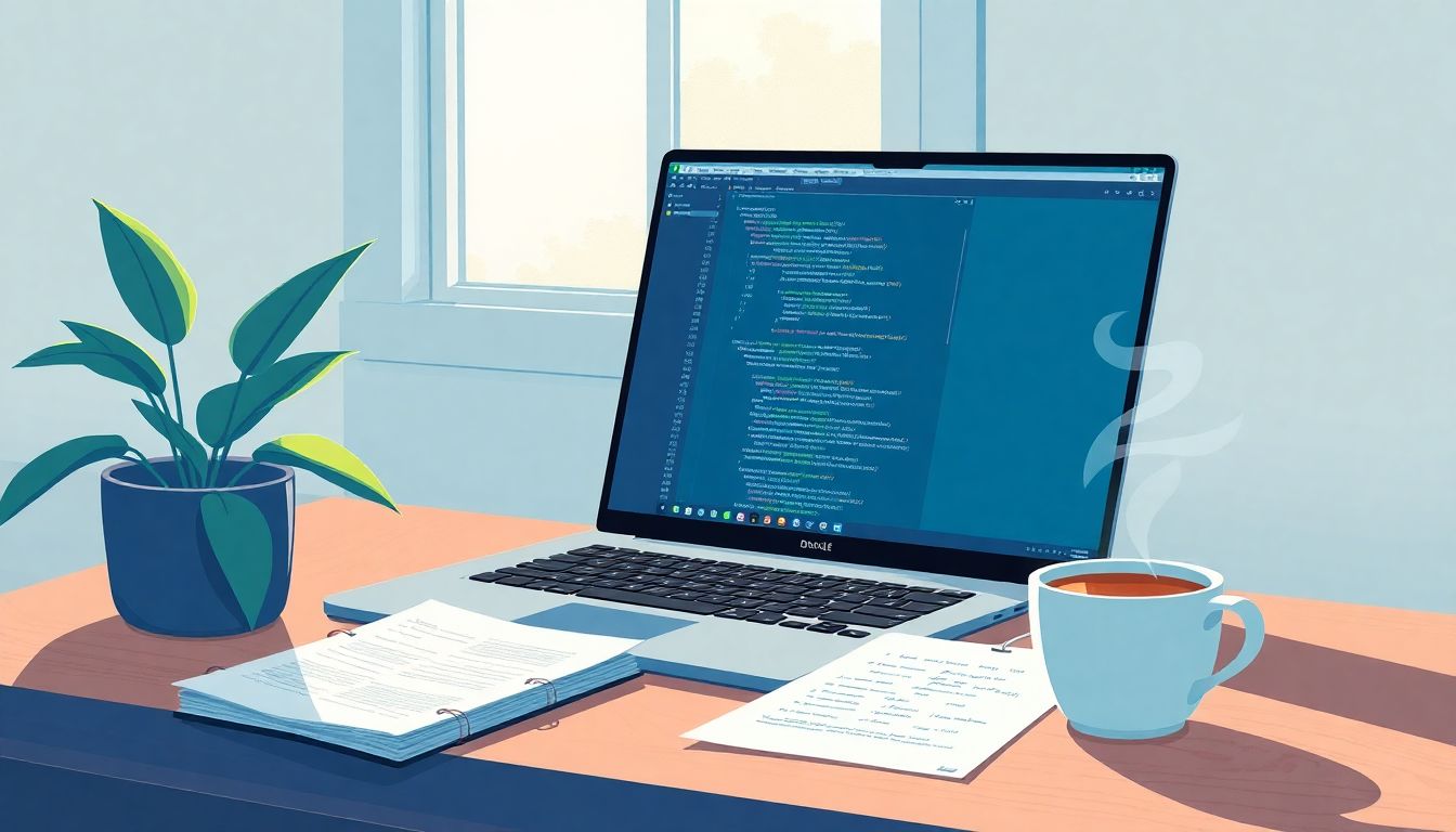 Serene workspace symbolizing open source coding creativity.