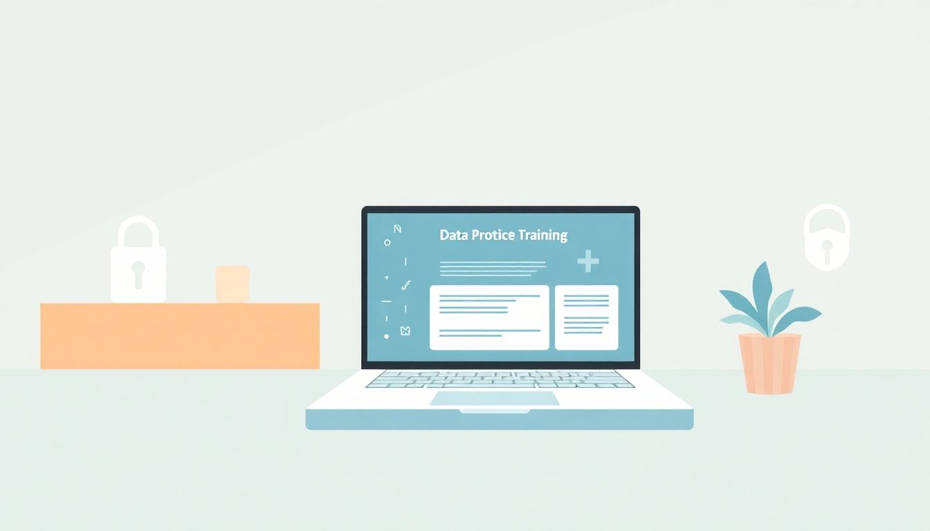 Minimalist office scene emphasizing cybersecurity training.