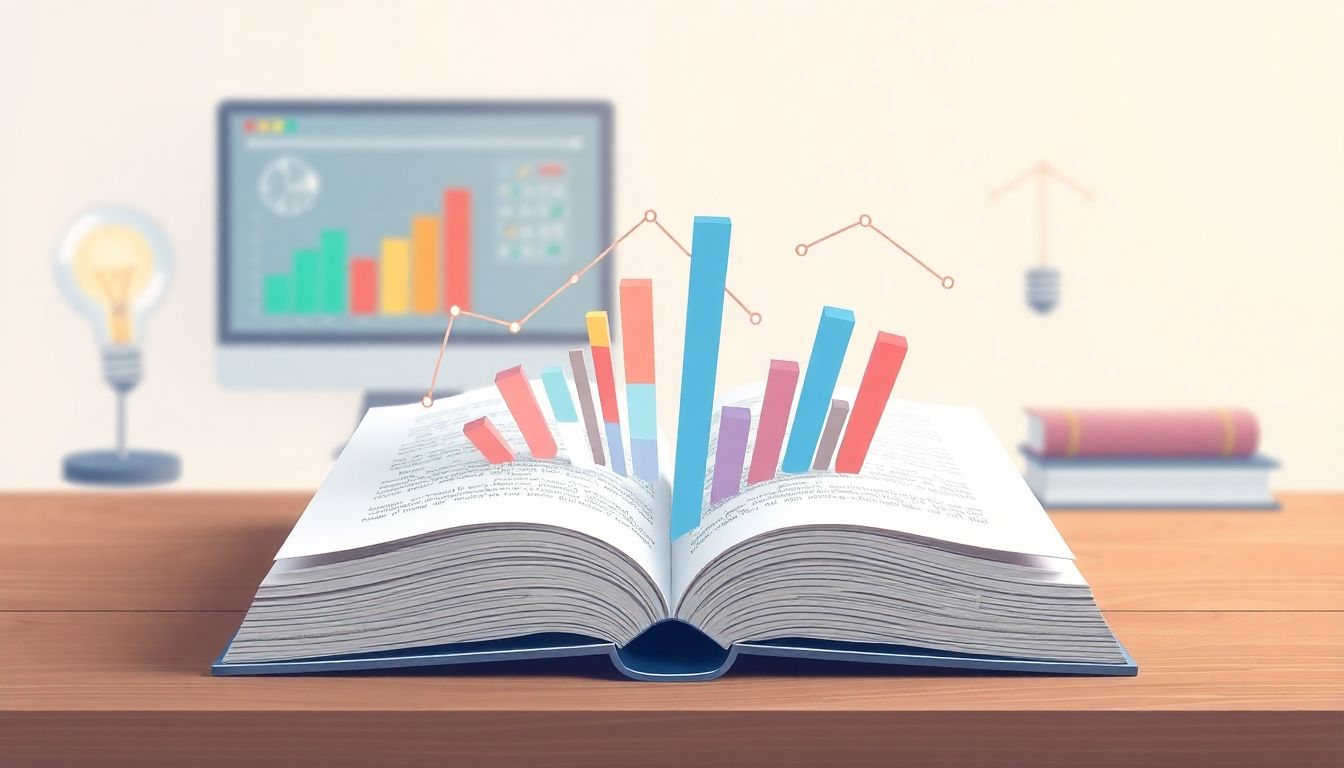 Book with charts symbolizing visualization skills improvement.