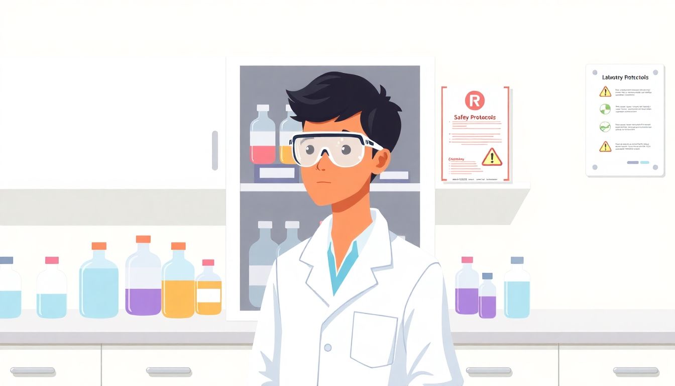Illustration of a safe chemistry laboratory setup.