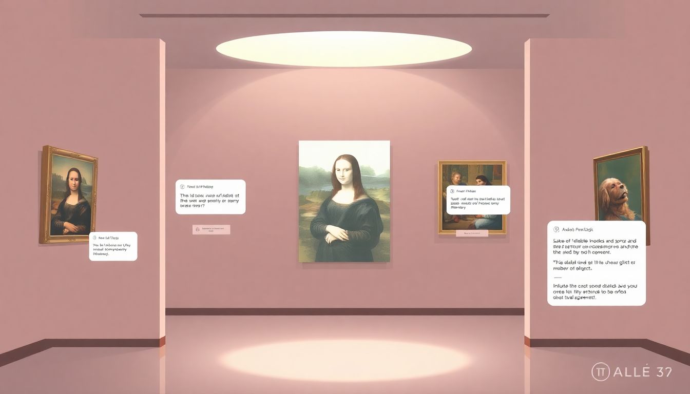 Virtual museum experience featuring famous artworks.