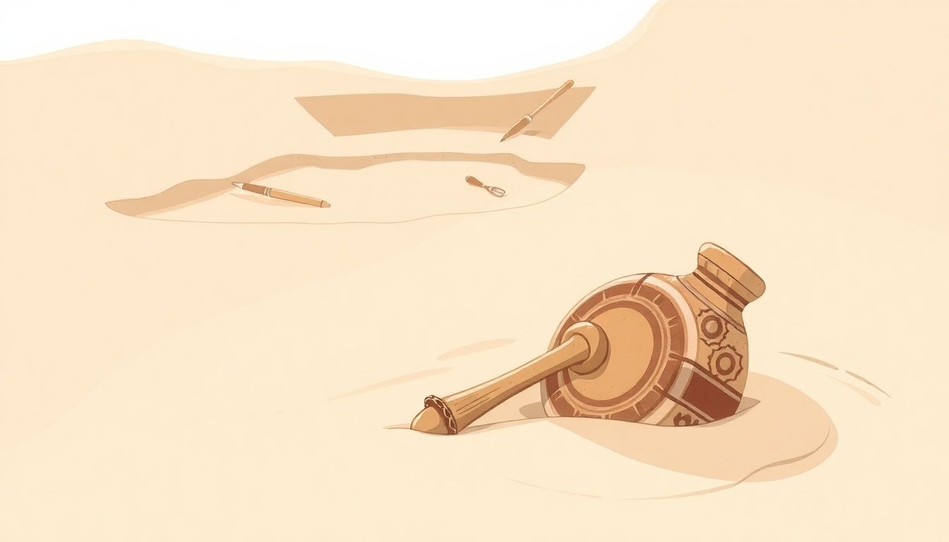 Archaeological site with buried ancient artifact.