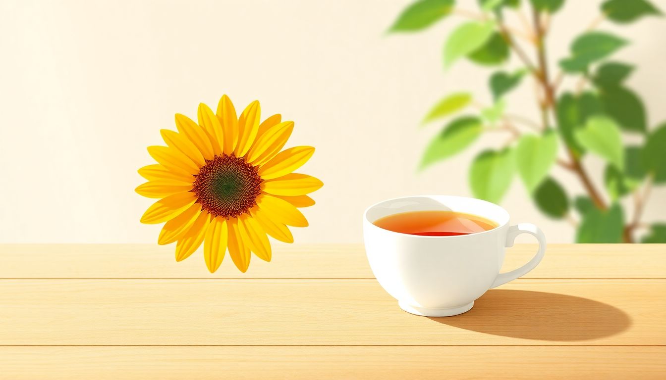 "Vibrant sunflower on a tranquil wooden table."