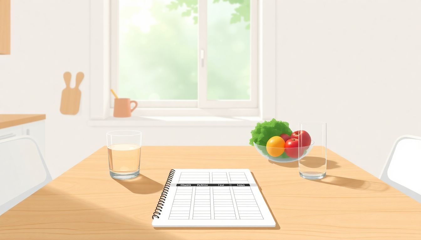 Minimalist kitchen promoting healthy meal planning.