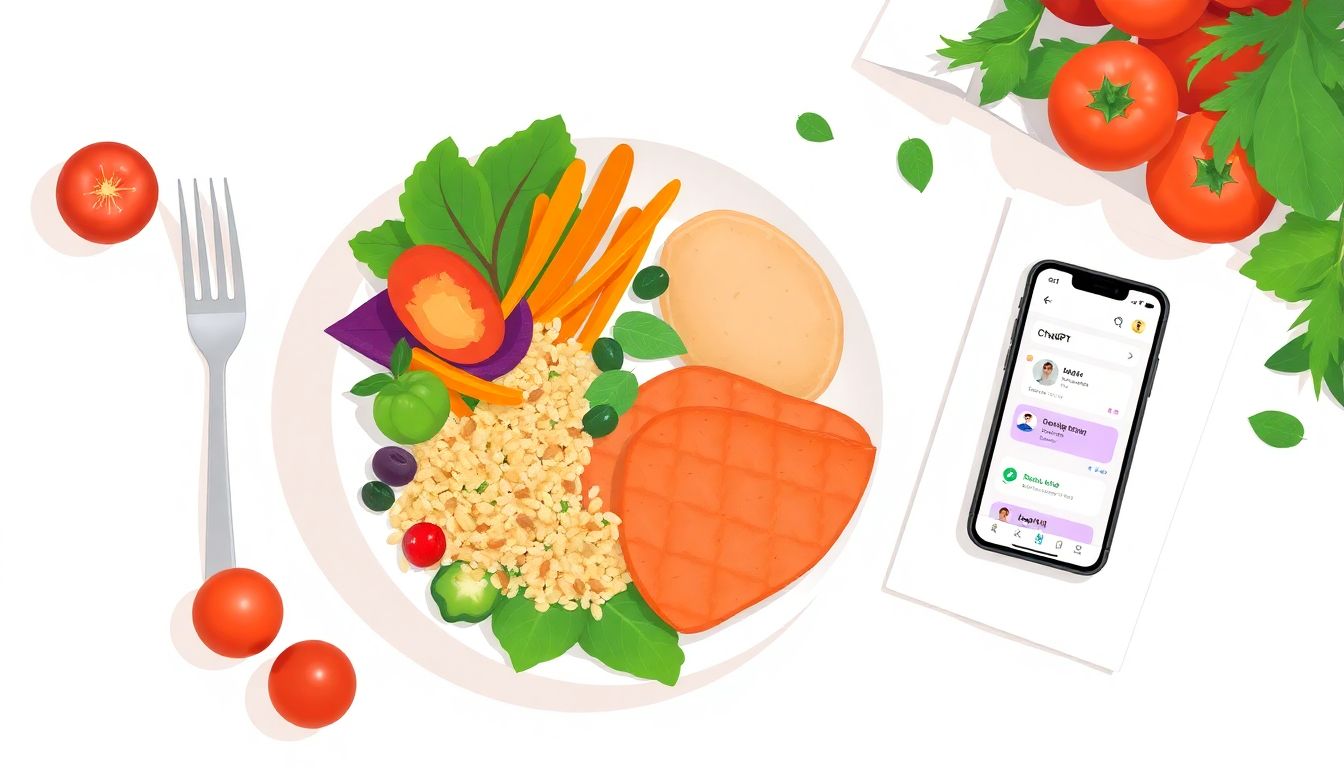 "Minimalist healthy meal with planning tools."