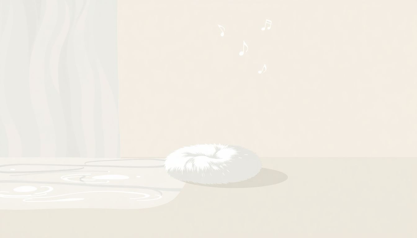 Minimalist meditation scene with gentle water flow.
