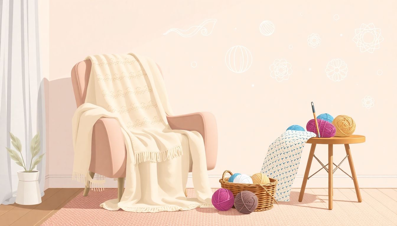 Cozy crochet space with yarn and inspiration.