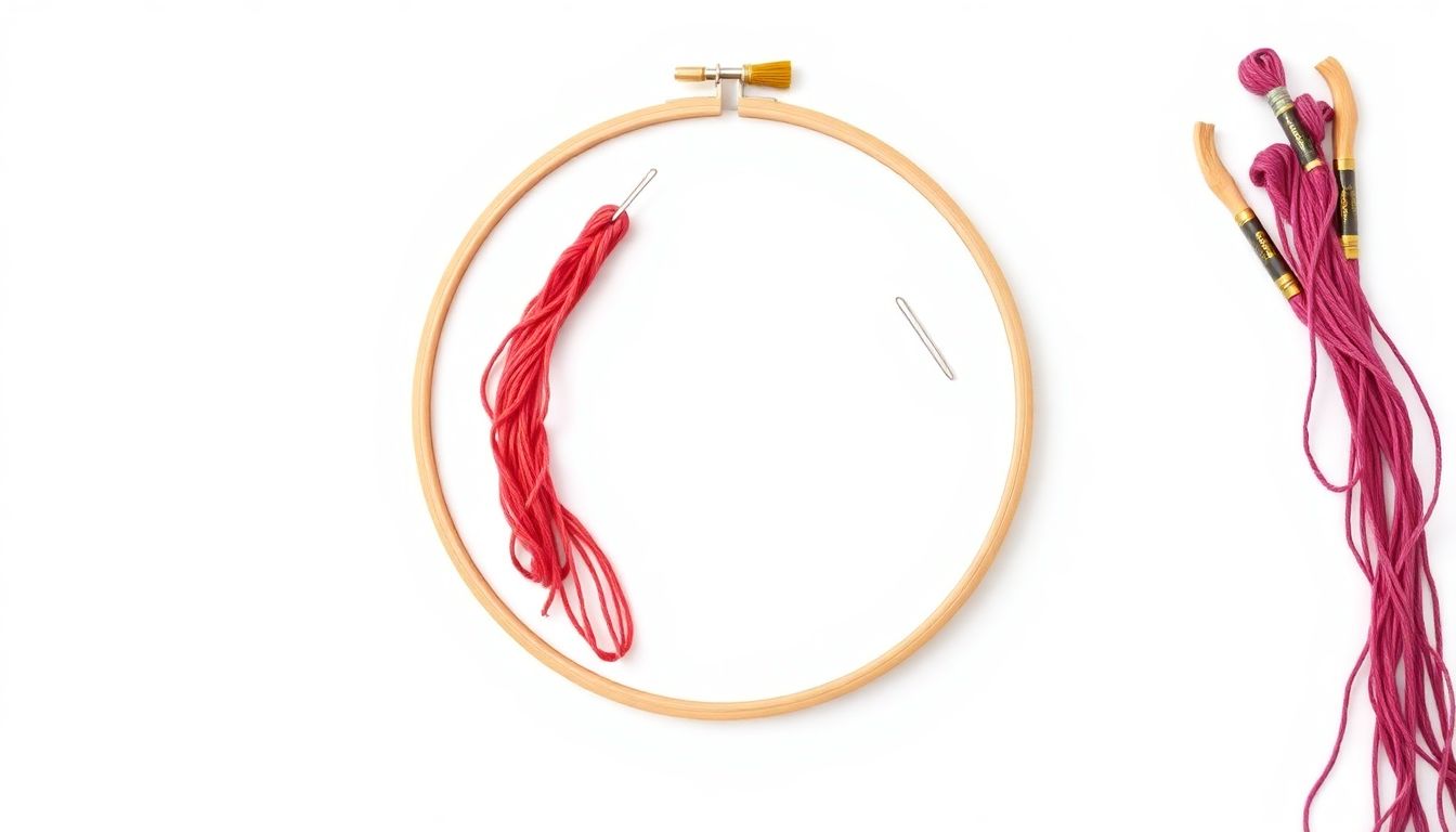 Circular embroidery hoop symbolizing teamwork and creativity.
