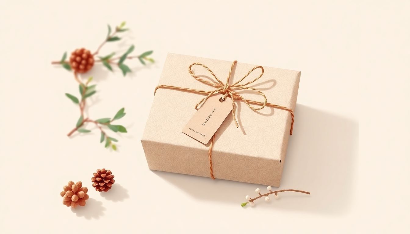 Elegant gift wrapped in eco-friendly materials.
