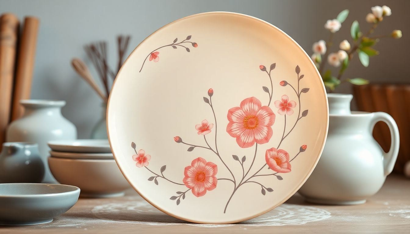 Serene ceramics workshop highlighting spring-themed artistry.