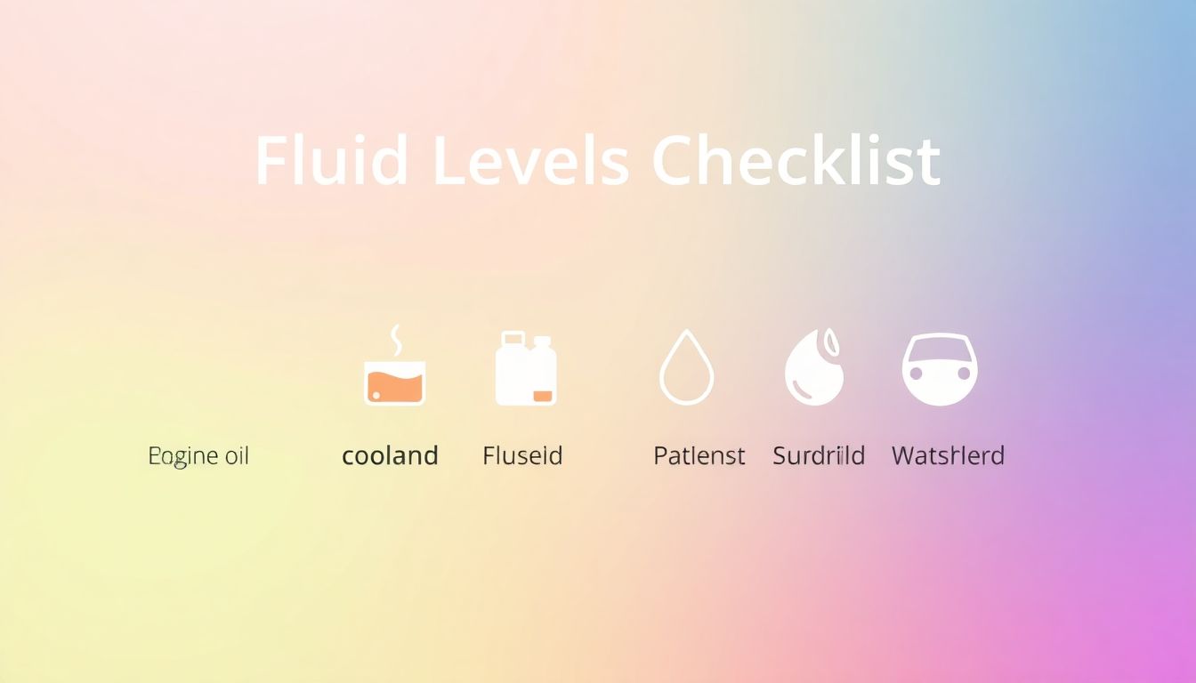 Checklist for checking essential vehicle fluid levels.