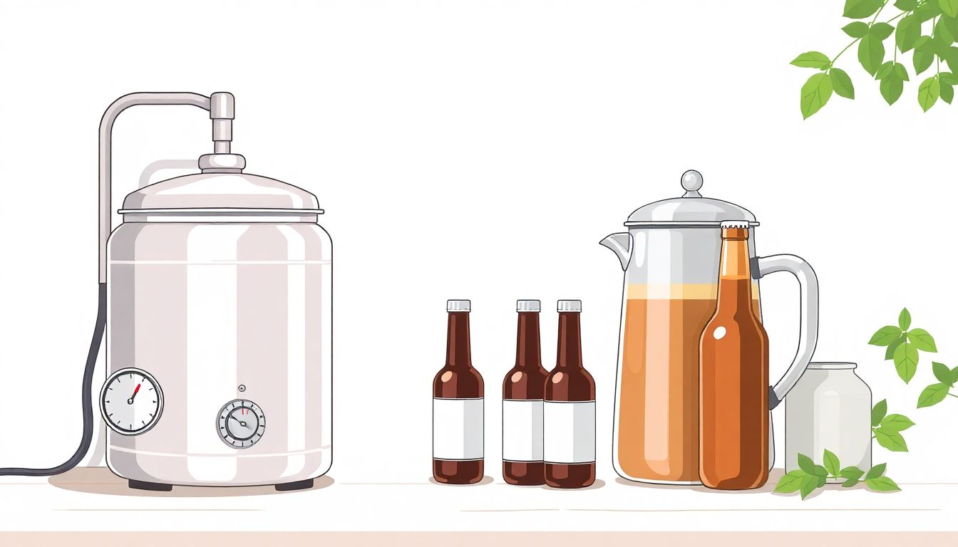 Serene home brewing setup with elegant equipment.