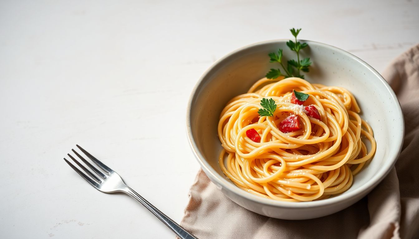 Elegant pasta bowl with minimalist styling.