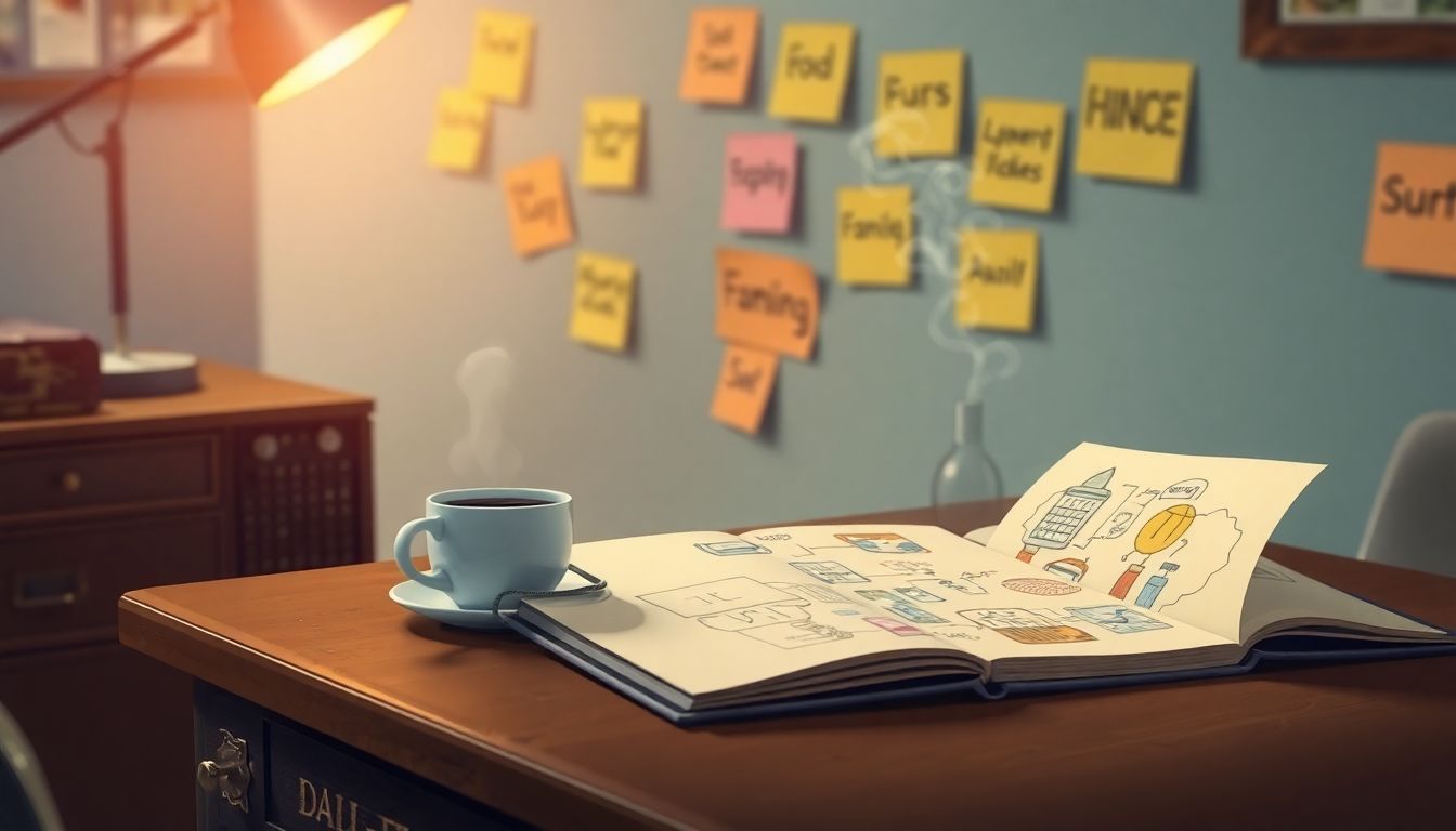 Creative workspace for crafting TV show ideas.