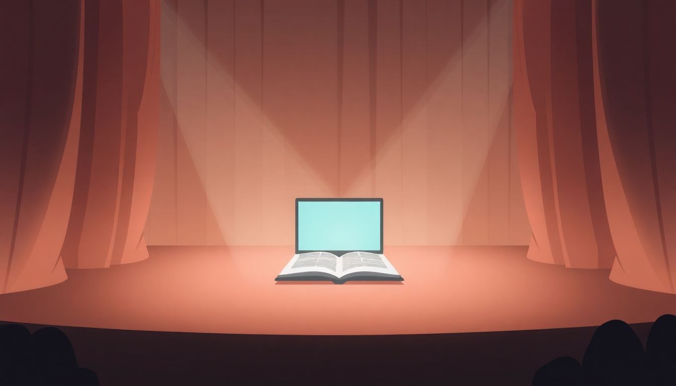 Theater stage symbolizing AI in playwriting.