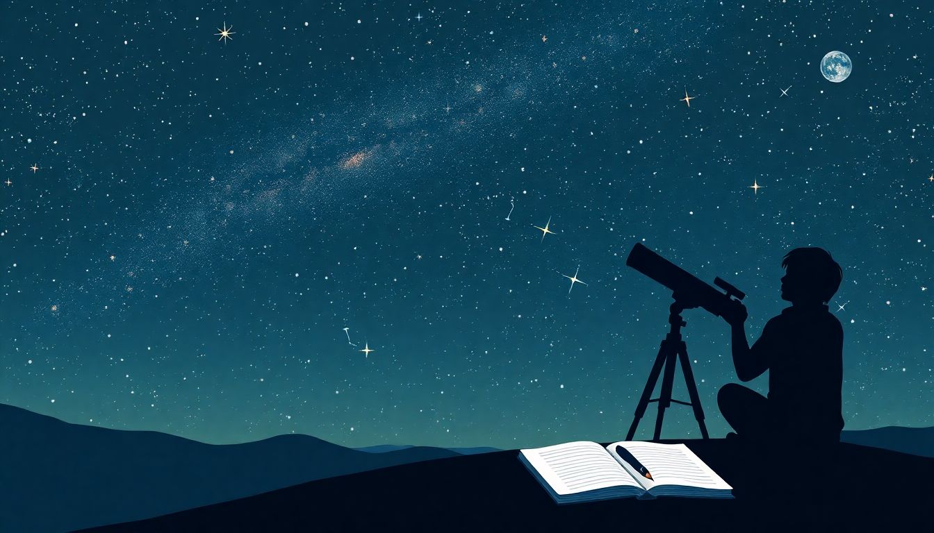 Person stargazing under a serene night sky.