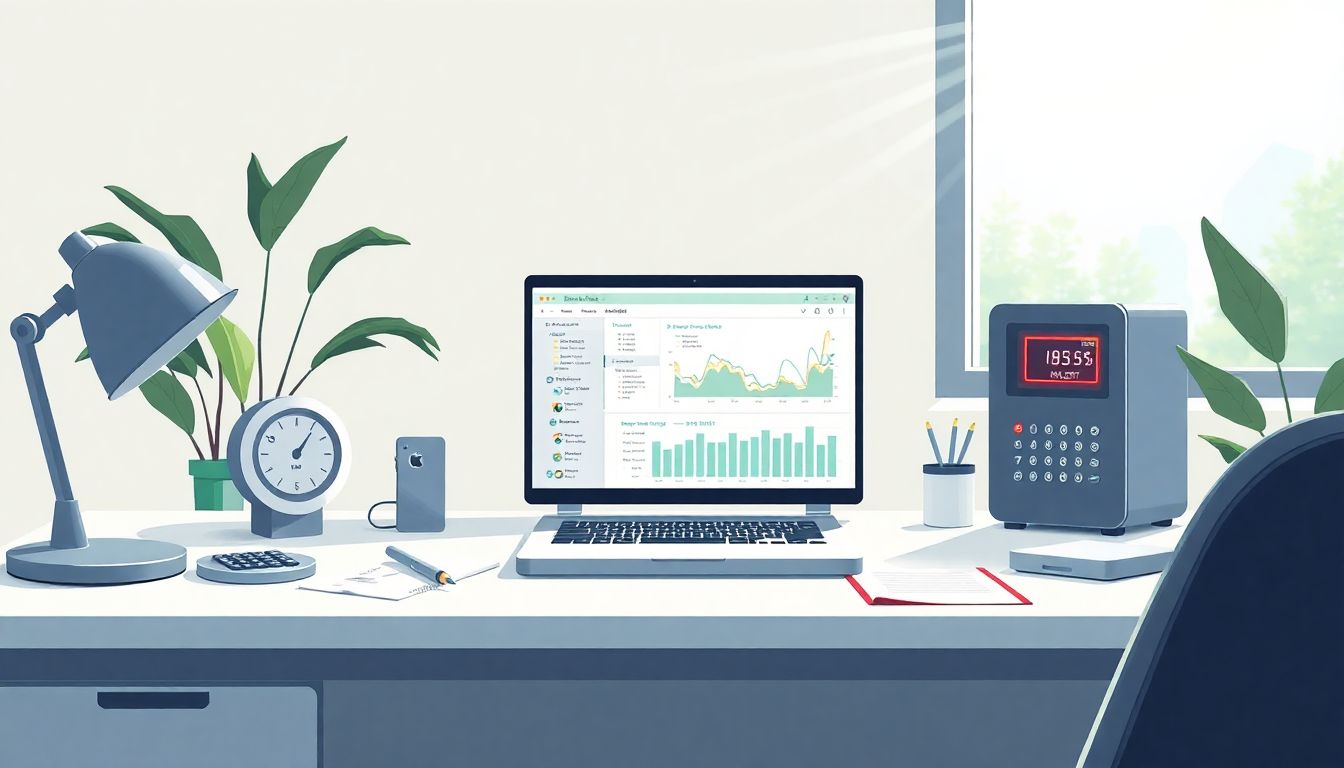 Serene workspace for conducting energy audits.