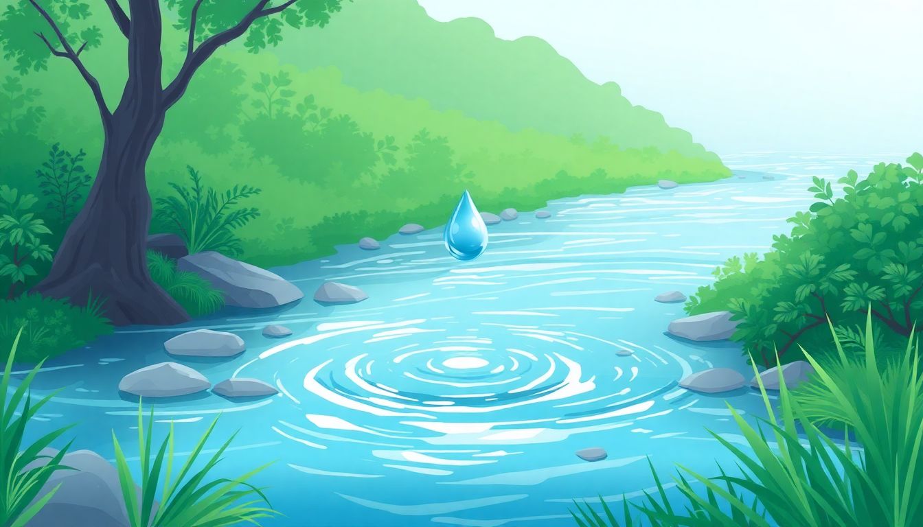 "Peaceful landscape highlighting the importance of water conservation."