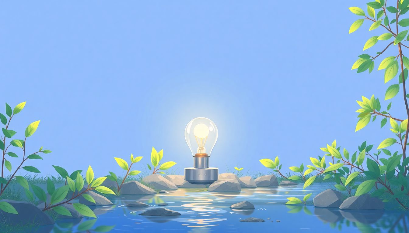Eco-friendly lamp surrounded by nature's tranquility.